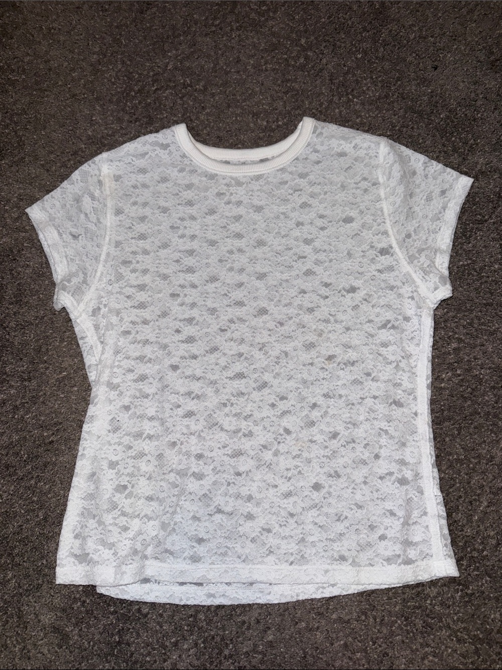 Aerie White Floral Lace Short Sleeve Tee